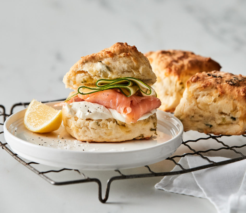 Cheese and Chive Scone with Salmon & Crème Fraiche Recipe | Bakers Delight